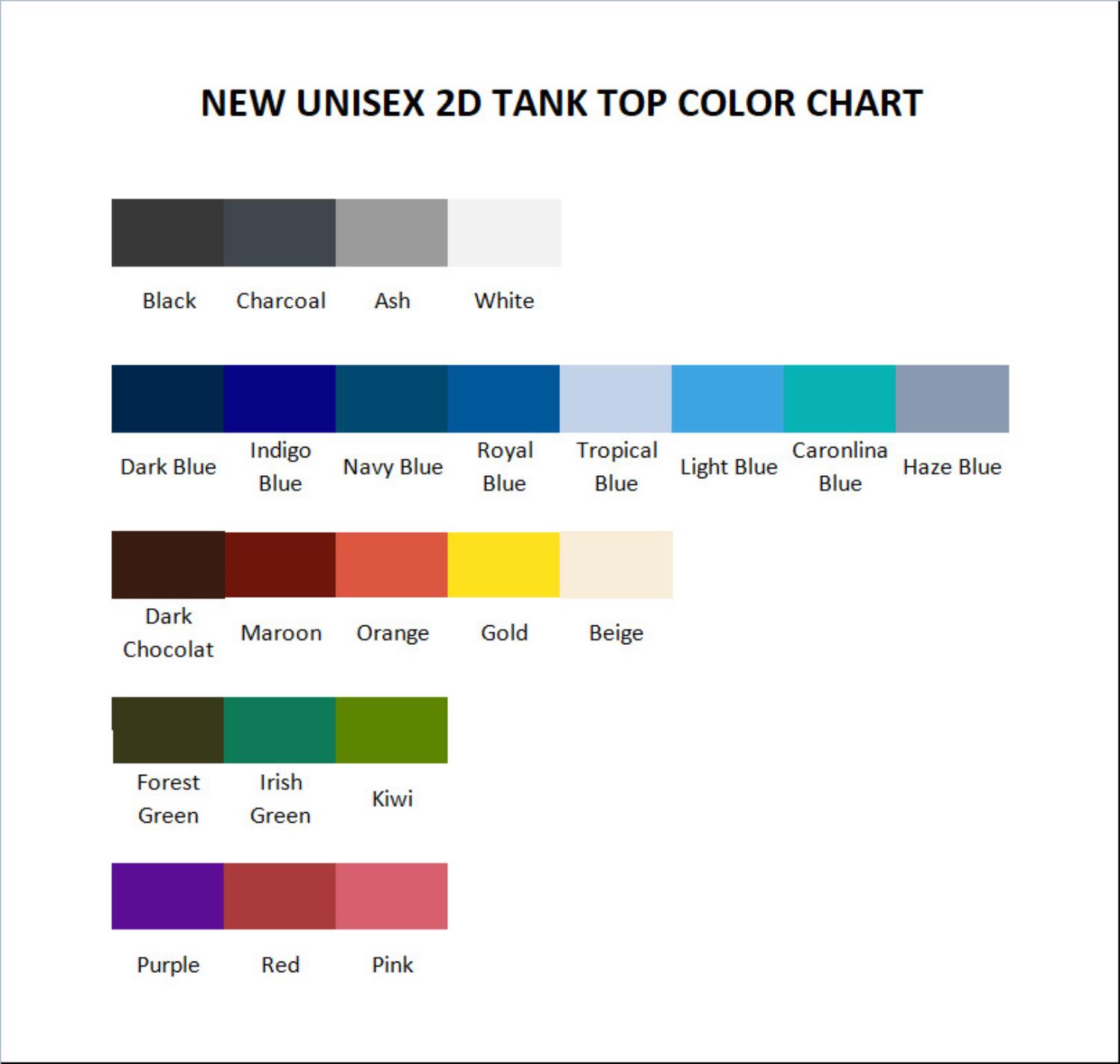 tank top color chart - Black Myth Wukong Shop