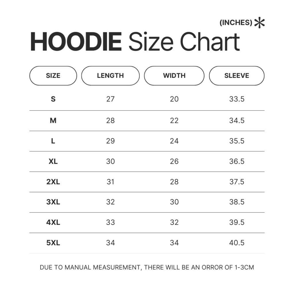 Hoodie Size Chart - Black Myth Wukong Shop