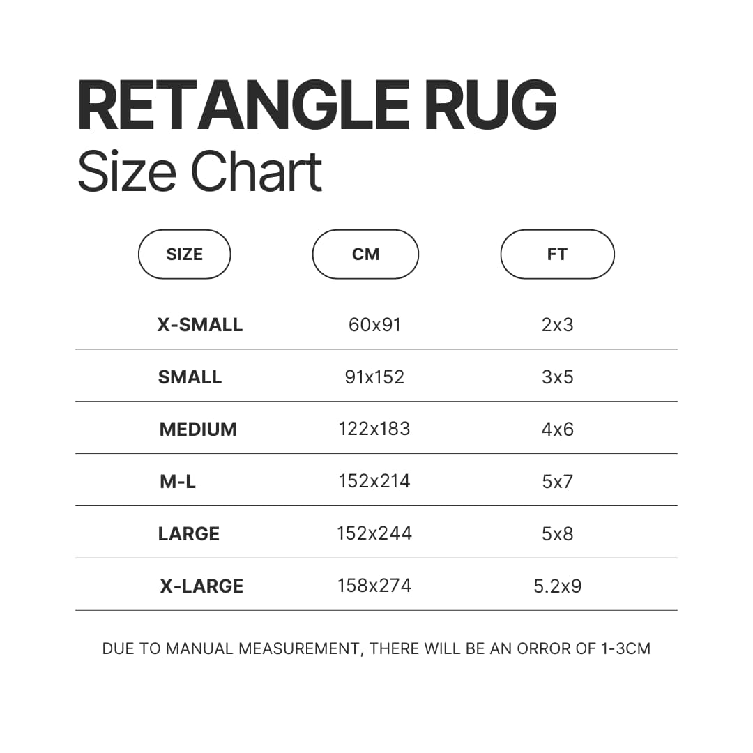 Retangle Rug Size Chart - Black Myth Wukong Shop