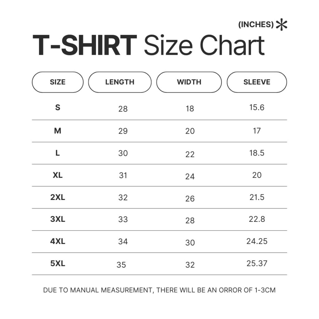 T shirt Size Chart - Black Myth Wukong Shop