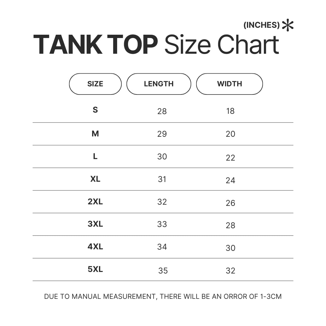 Tank Top Size Chart - Black Myth Wukong Shop